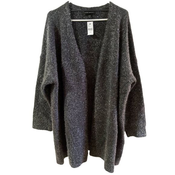 Lane Bryant Sweaters - NWT Lane Bryant Gray and Silver Fuzzy Open Swing Cardigan Women's Size 22/24